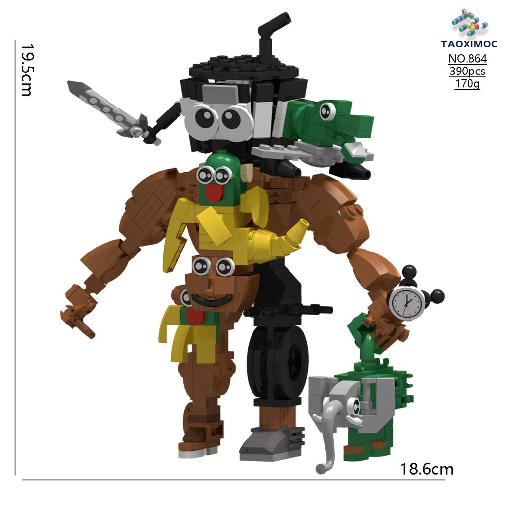AI Anime Shanhaijing Tung Tung Sahur Wooden Stick People Pass Abstract Building Block Set Gift Present Toy Ornament Brick Doll Scale Model