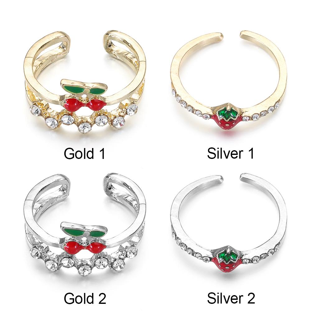 

Lovely Jewelry Gift Party Accessories Strawberry Ring Cherry Ring Open Adjustable