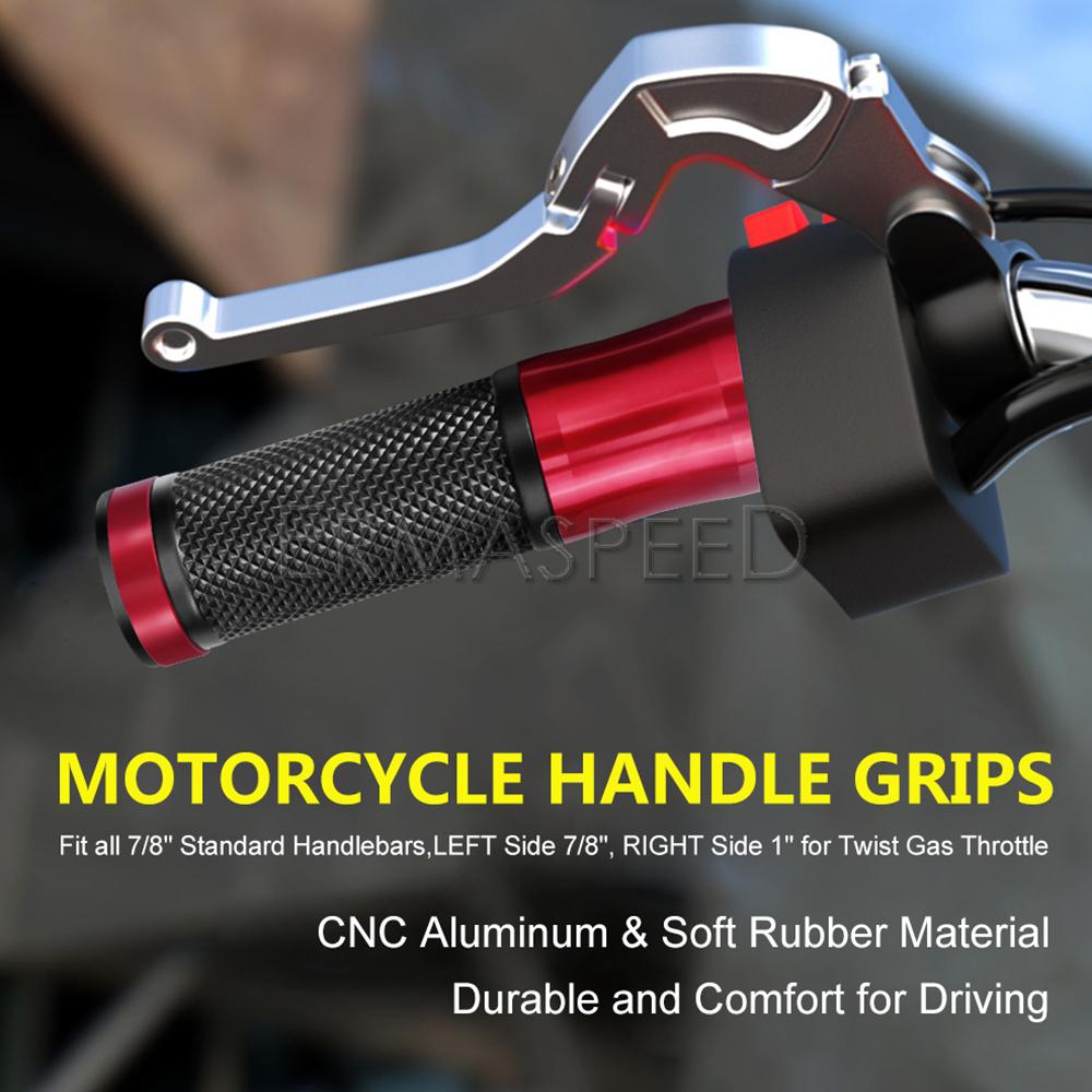1 Pair 7/8" 22mm Universal Motorcycle Handle Grips CNC Aluminum&Rubber Handlebar Grip Moto Throttle Grip Racing Motocross