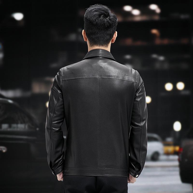 Autumn and Winter New Style Genuine Leather Jacket Men's Goatskin Coat Lapel Jacket Business Men's Wear