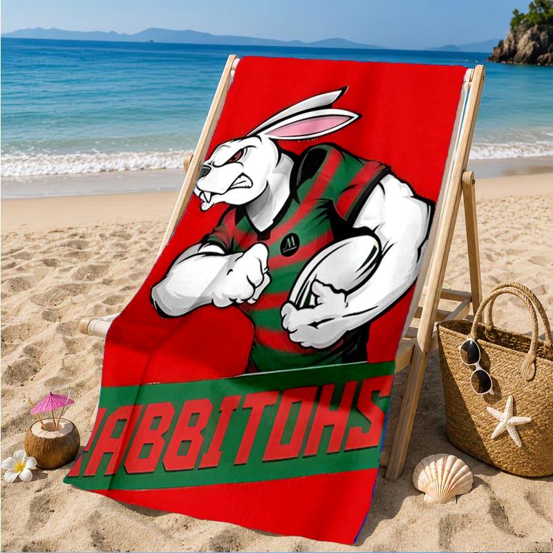 Nrl Rabbit Artwork Design Beach Towel, Quick-drying, Easy to Care for, Suitable for Both Fitness and Beach Vacations,Sports Essential