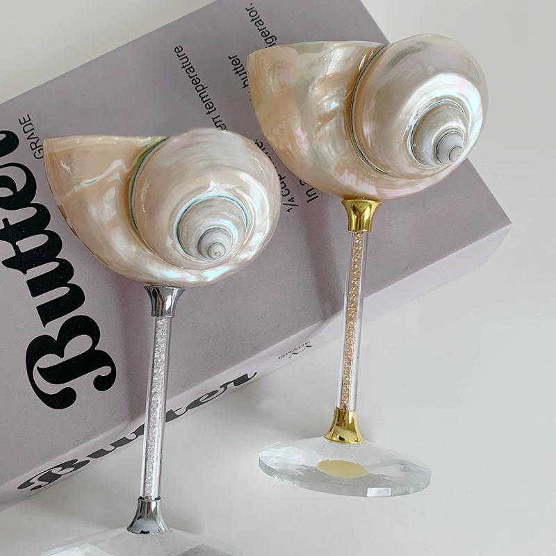 Originality Conch Wine Glass Goblet Handmade Banquet Natural Metal Glass Polishing Decoration Ornament Gift For Bar