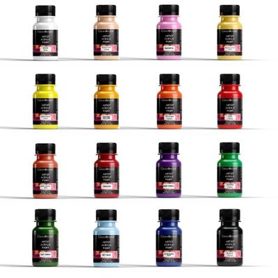 Artist's Acrylic Paint Set (16 Colors) Water Based Pastels Non-Toxic Fast Drying Acrylic Craft Paints, Ideal for Pro Artists Beginners Hobby Painters