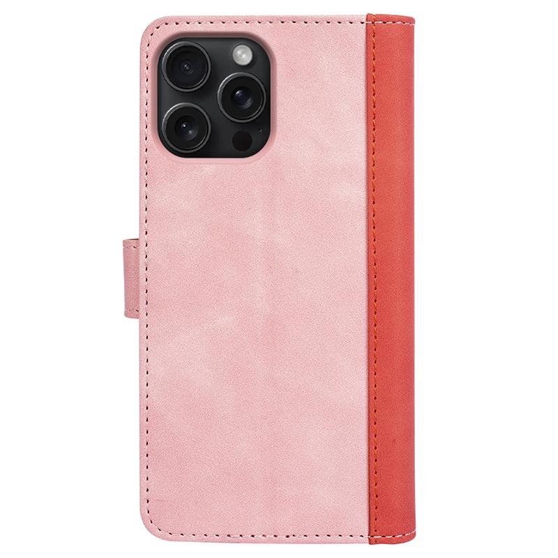For iPhone 16 Pro Case Splicing Color PU Leather Phone Wallet Cover