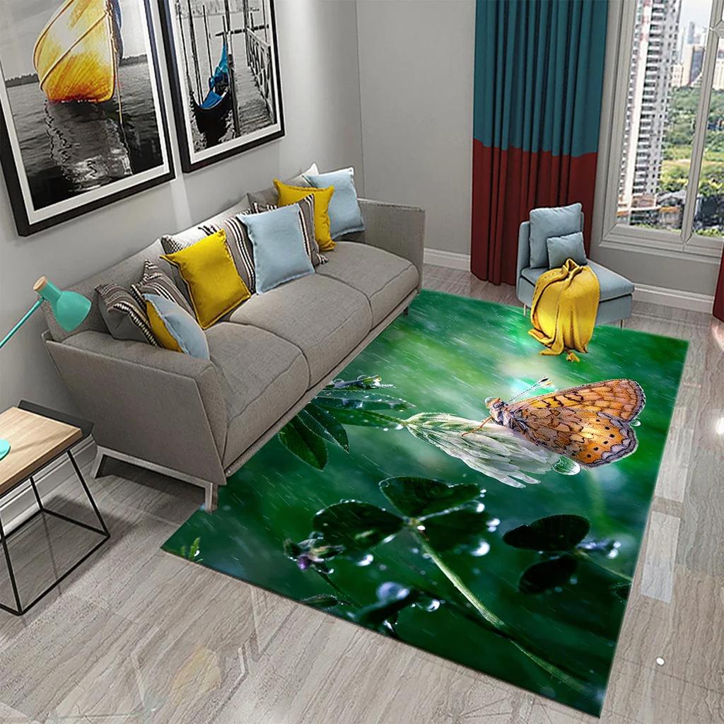 3D Natur-Thema Teppich Eingangstür Fußmatte Wald Insekt Pflanze Rutschfeste Fußmatte Wohnzimmer Schlafzimmer Badezimmer Heimdekoration