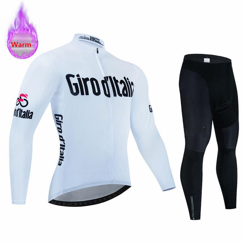 Italia Winter Thermal Fleece Long Sleeve Cycling Jersey Set Bib Pants Ropa Ciclismo Bicycle Clothing MTB Bike Mens Pro Team Suit