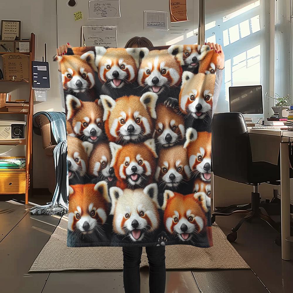 Rood Panda patroon Flanellen Deken, Hoge kwaliteit Comfortabel voor Alle Seizoenen, Woondecoratie, Warmte en Comfort, Perfect voor Cadeaus.