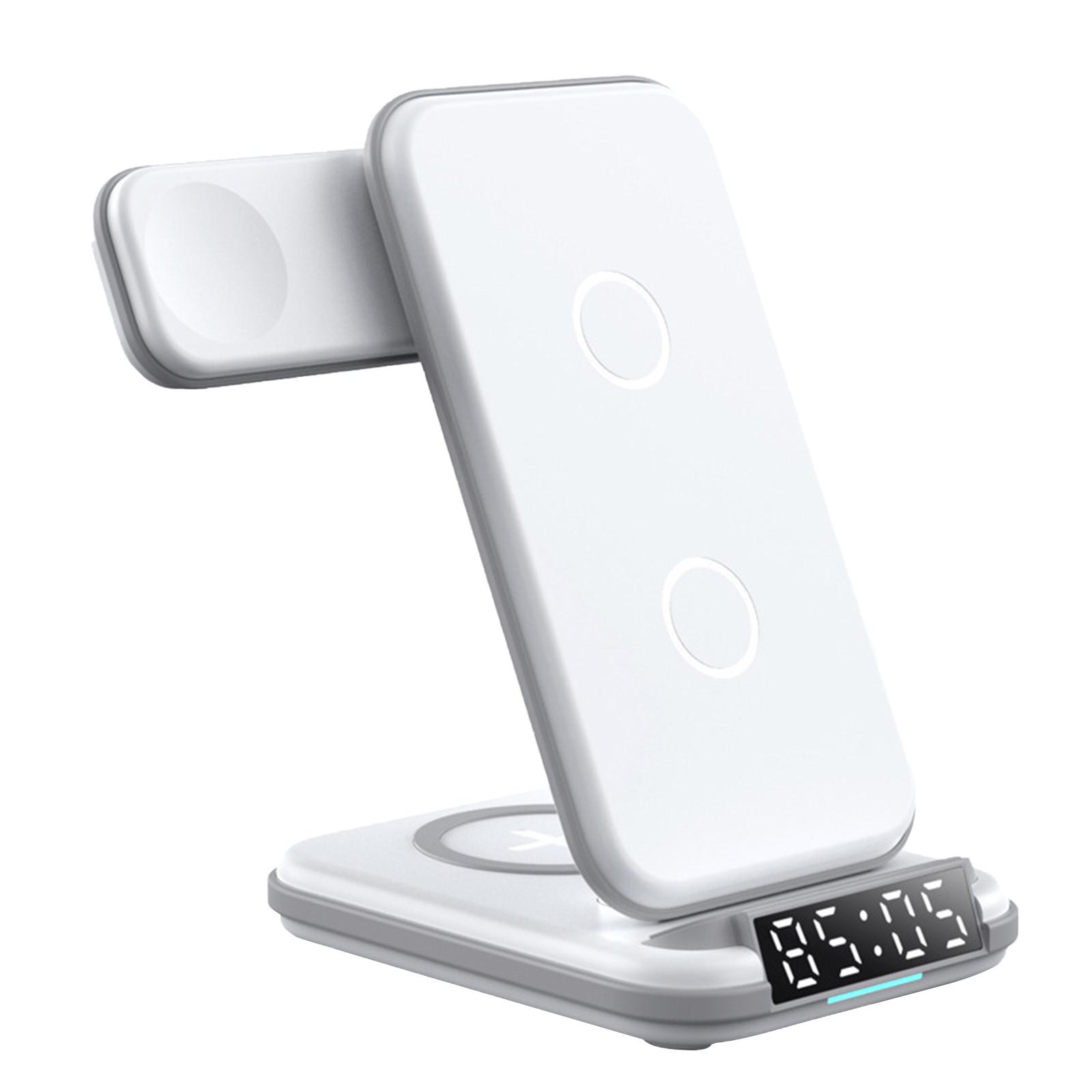 

Многофункциональная зарядная станция 15 Вт Беспроводная зарядная подставка для нескольких устройств Магнитная зарядная док-станция с будильником