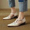 Fashion 2024 Summer Women Shoes Pointed Toe Chunky Heel Shoes for Women Med-Heel Women Sandals Giadiator