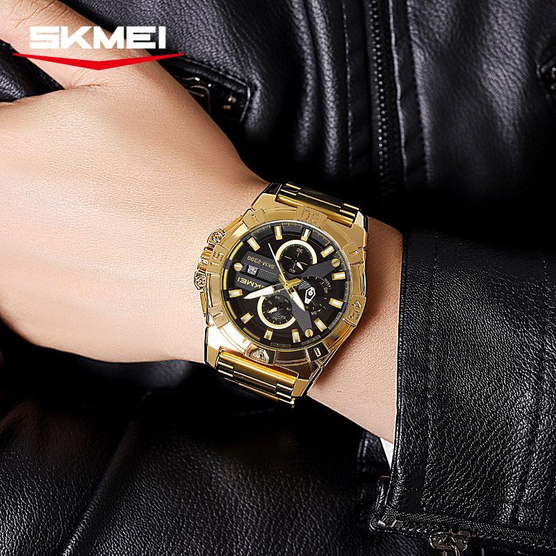 Men’s Watches Fashion Business Date Watch Luxury Men Steel Quartz Wrist Watches Chronograph 3 Dials Male Clock