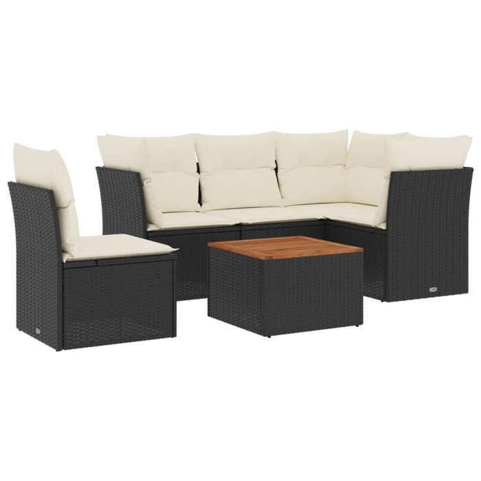 VidaXL Garden Lounge Set 6 Pcs with Cushions Black Wicker 3223641