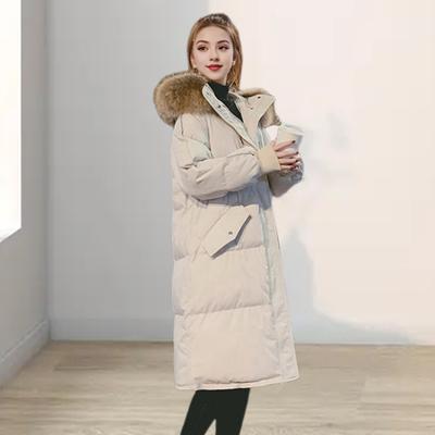 Winter Women Cotton Jacket with Furry Hood Long Sleeves Pockets Heat Retention