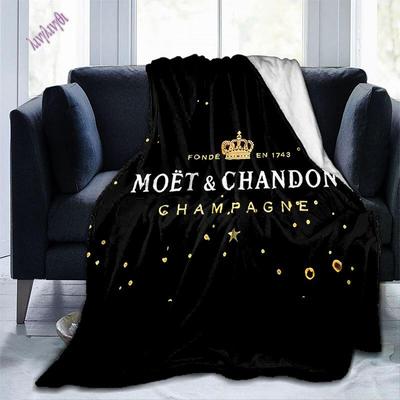 Champagne Moet & Chandon Throw Blanket Fashion Soft And Comfortable Flannel Fluffy Blanket For Sofa Bed Or Camping