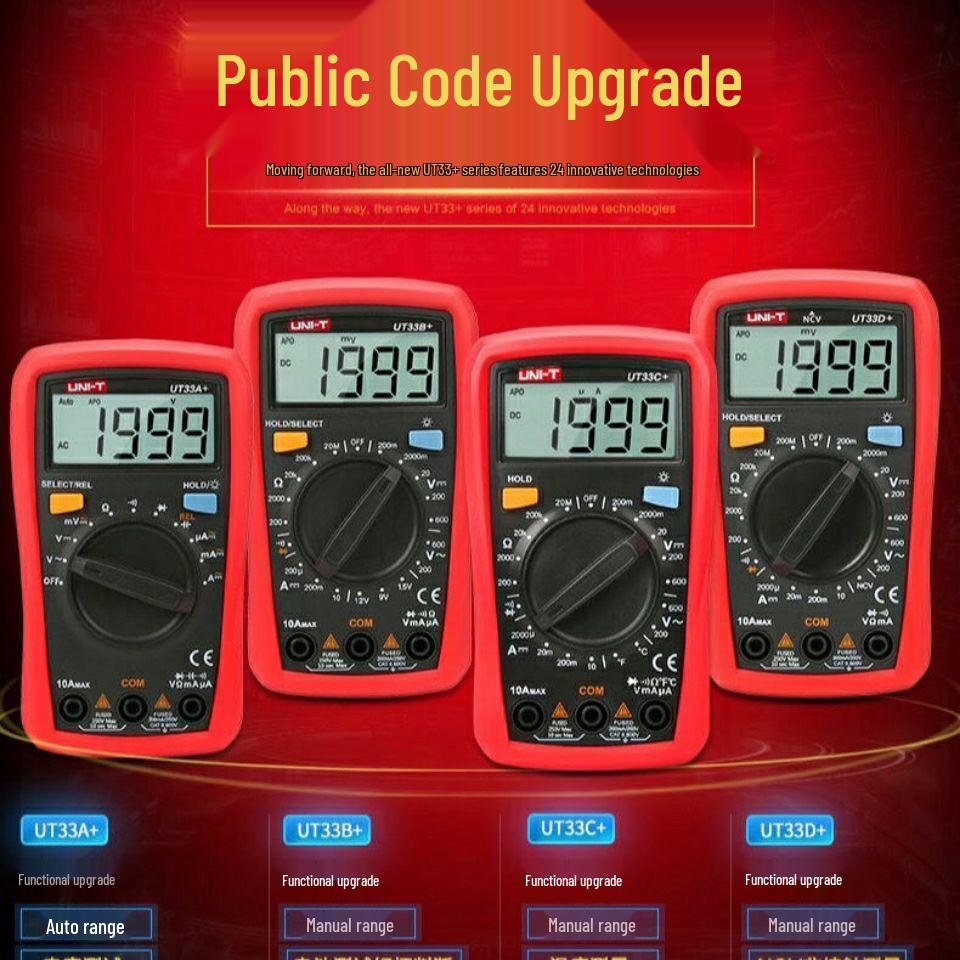 Uni-T UT33D+ Compact Digital Multimeter - High Precision, Fully Automatic for Household Use