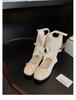 Lambskin heightening 5cm Maillard boots design sense round head bow cool boots ballet single shoes knight boots