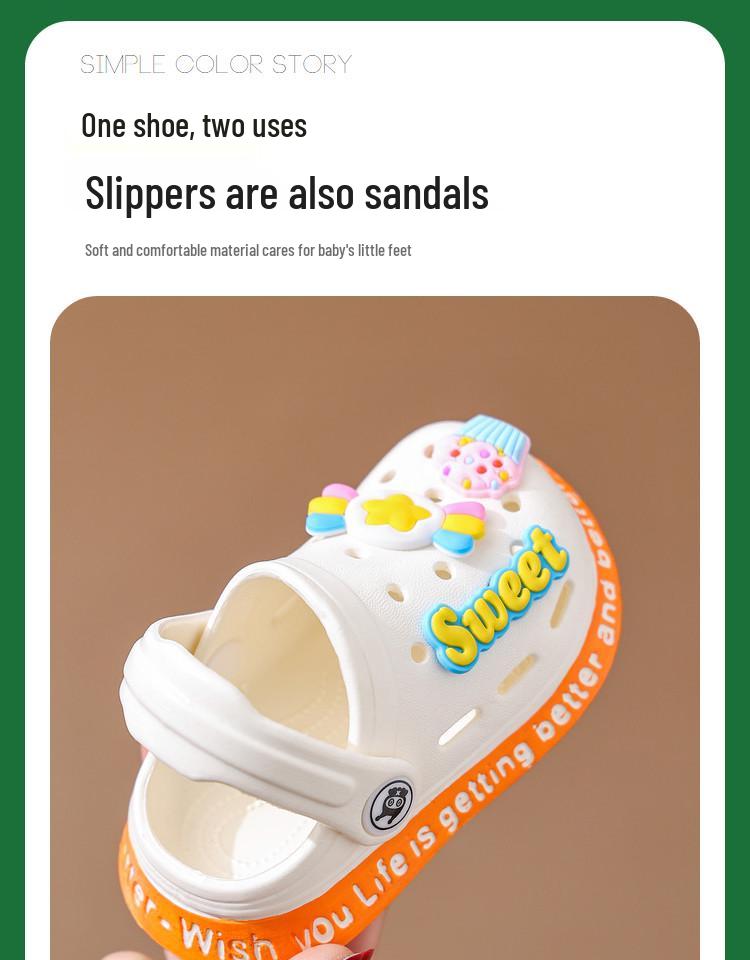 Kids' Summer Non-Slip Cartoon Indoor Shoes: Cute Soft Sole Closed-Toe Sandals for Toddlers.
