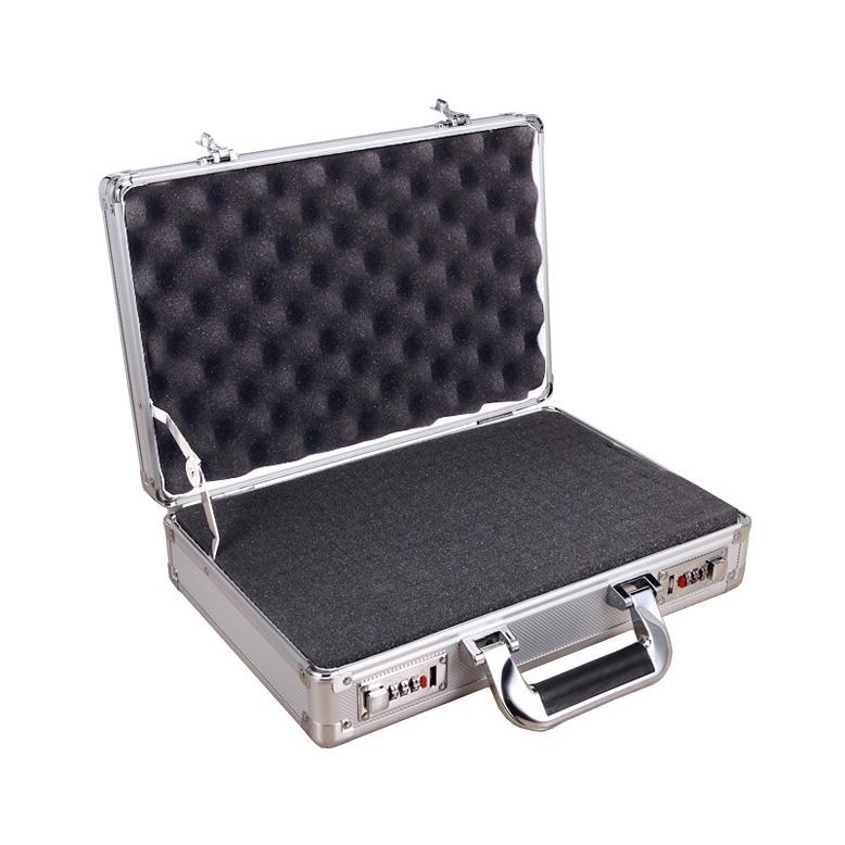 

Запираемый небольшой ящик для инструментов из алюминиевого сплава, портативный ящик для паролей, безопасный домашний ящик для хранения документов 36x24x10cm box filling cotton чёрный