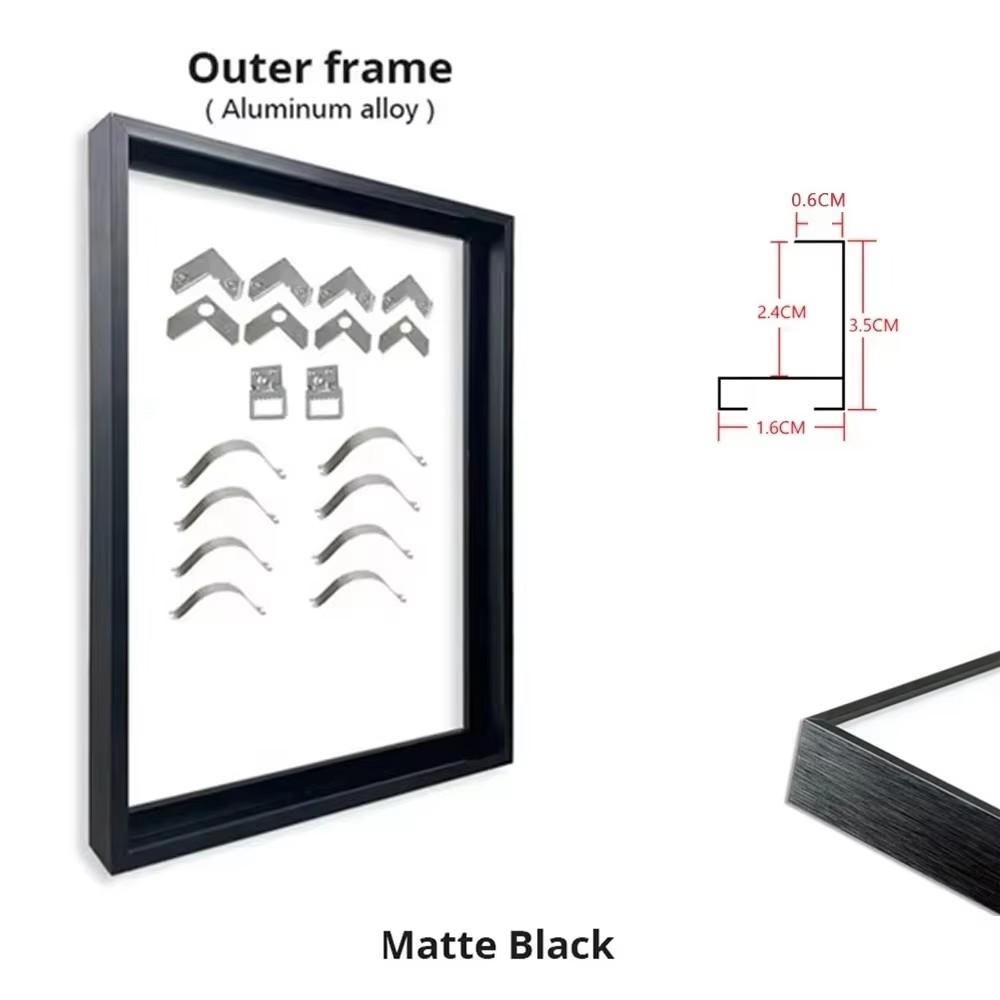 Customized DIY Frame Kit Gold Black Metal Aluminum Outer Frame and Wooden Inner Frame for Canvas Painting Gallery Home Decor