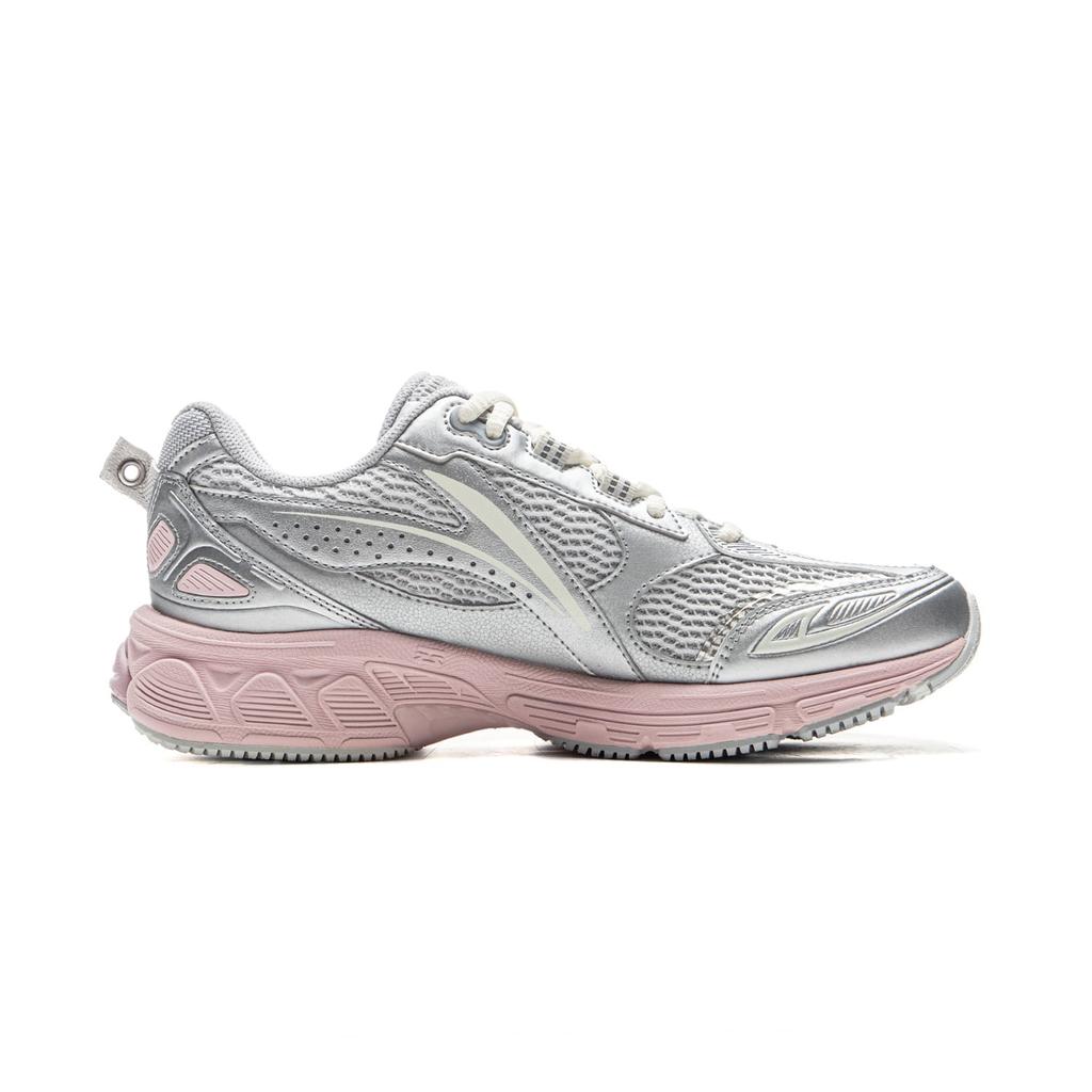 Li Ning Fuyao 2.0 Fabric Slip Resistant Abrasion Resistant Support Low top Running Shoes Women's Silver Pink ARXU002-12