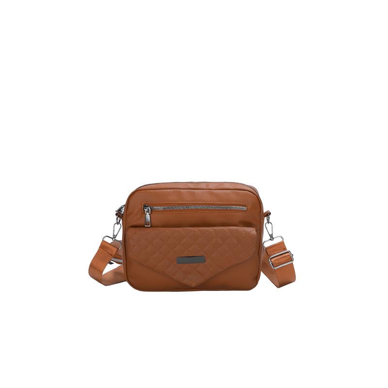 New Women's Bag Simple Diamond Shoulder Bag Fashion Messenger Bag Flow Soft Leather Texture Retro Mother Bag