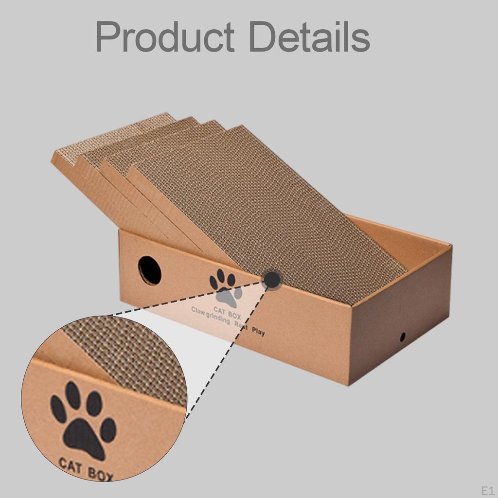 4Pcs Cat Scratch Pad with Box Durability for Cats Rest Grind Claws and Play Multifunctional,