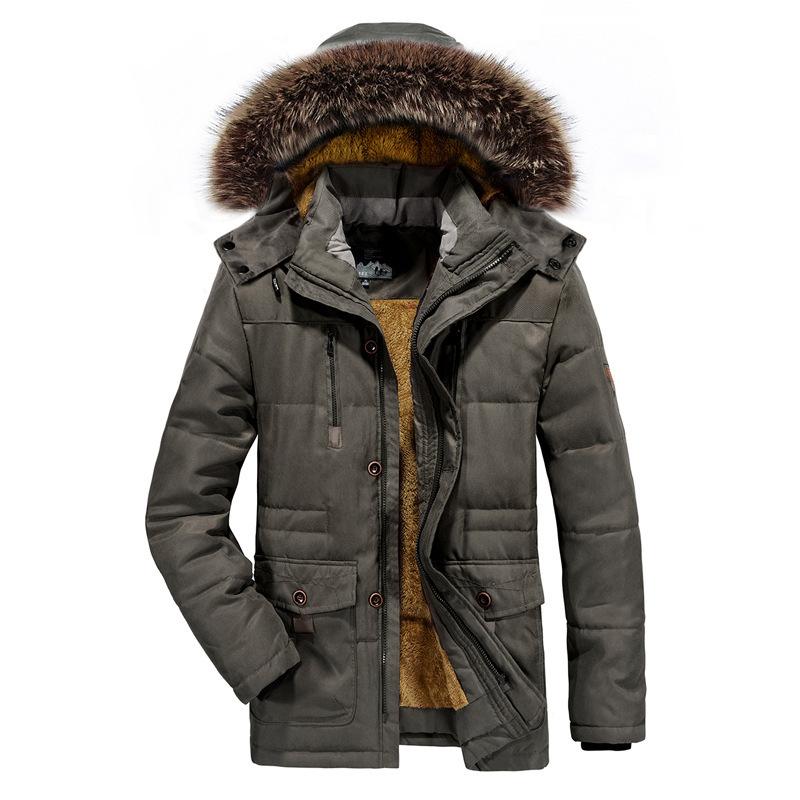 Men's Casual Cotton Clothes Winter New Large Size Thickened Velvet Middle-aged and Elderly Cotton-padded Clothes Male Father Jacket