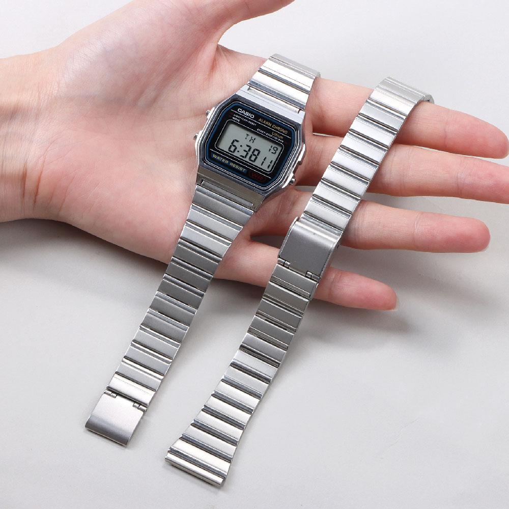 18mm 20mm Stainless Steel Band for CASIO A158 Strap F-91/A159/A168/A169/AQ230/AE500W Watchband Ultra-thin Metal Bracelets Belt