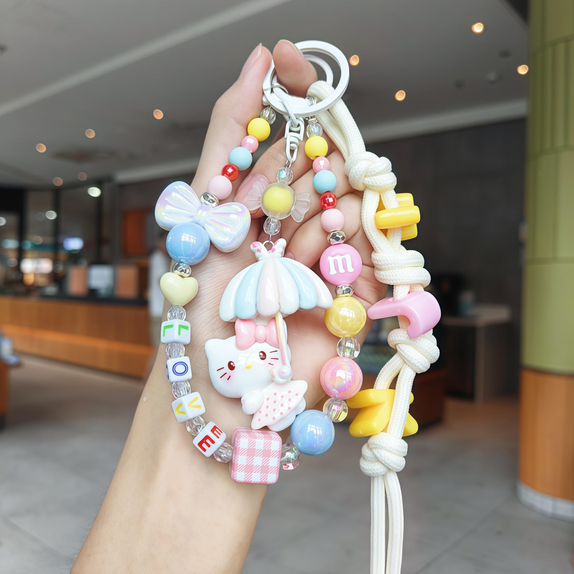 

Макарон Дофамин Бисероплетение Зонт Брелок для ключей автомобиля Шнурок для куклы Sanrio Подвеска для мобильного телефона