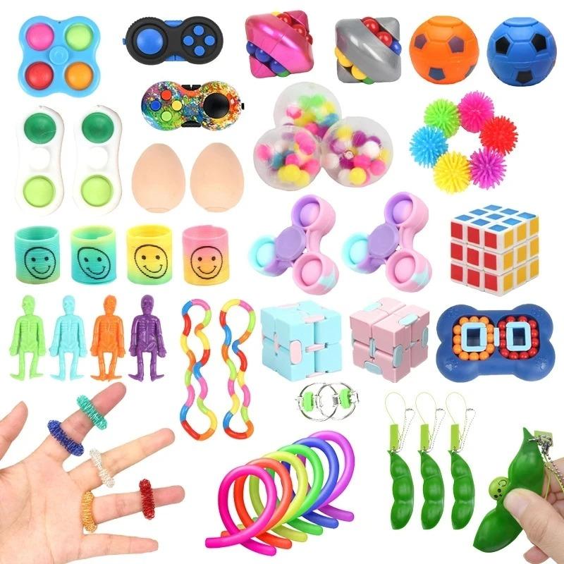 Losowa Torebka z Tajemniczymi Zabawkami Fidget dla Dzieci Tanie Zabawki Sensoryczne Odstresowujące Prezenty dla Osób z Autyzmem ADHD Spinner Fidget Miękki Zestaw