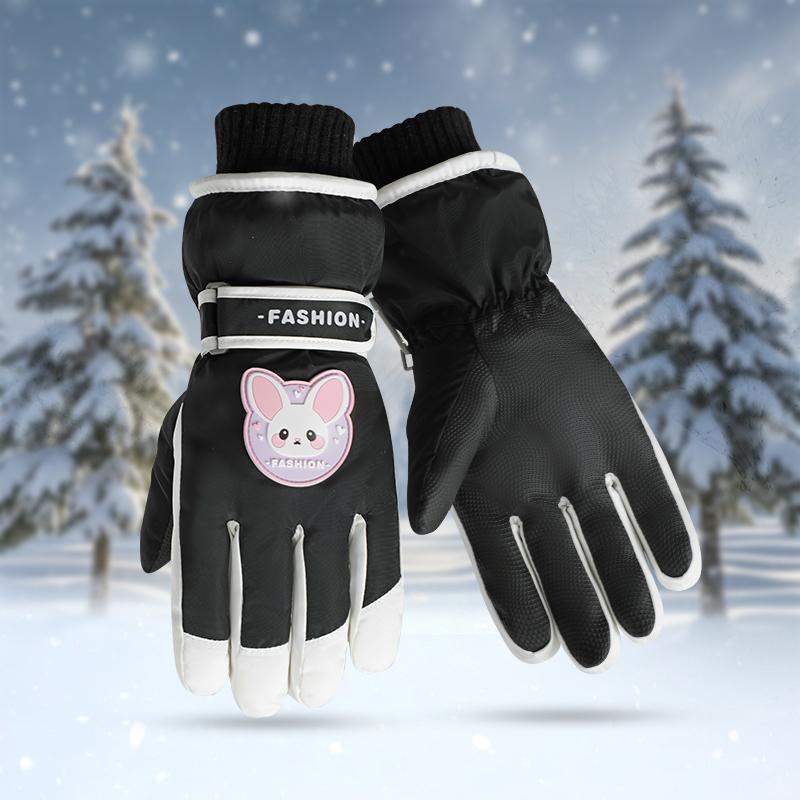 Winter Outdoor Child Full Palm Touch Screen WindProof Waterproof Keep Warm Ski Gloves Free чёрный