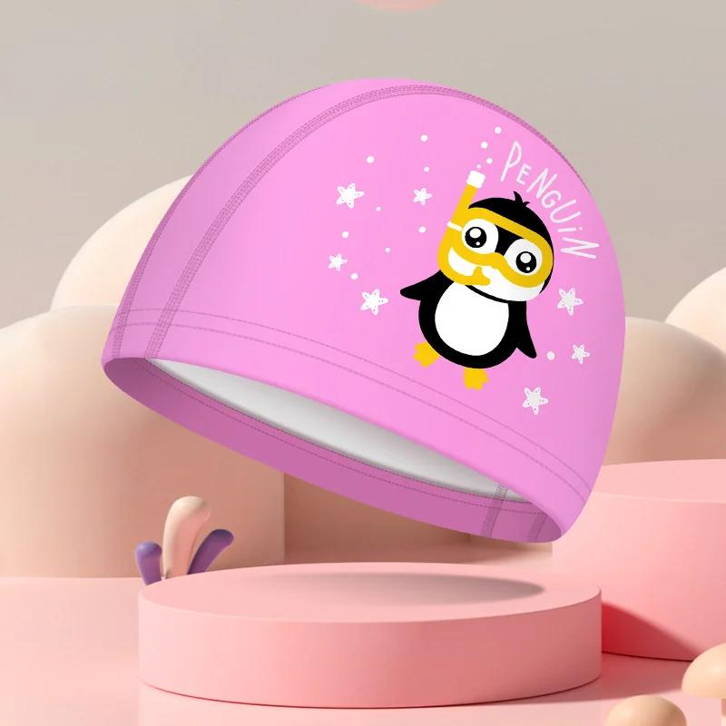 Cartoon Swimming Caps PU Waterproof Long Hair Ear Protection Children Swim Cap for Boys Girls Kids Swimming Cap Pool Accessories