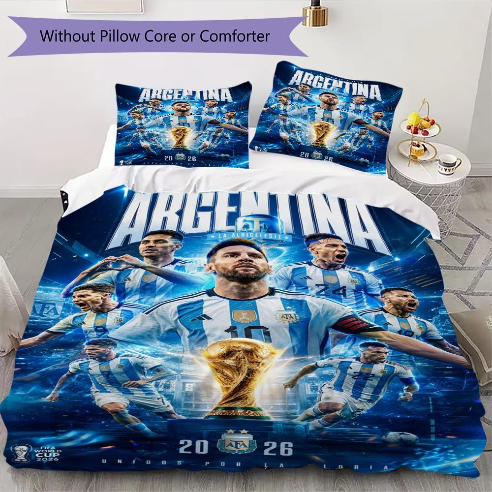 Messi World Cup Victory Bedding Without Core 1 Duvet Cover 2 Pillowcase Without Core Soft And Comfortable Duvet Cover And Pillowcase