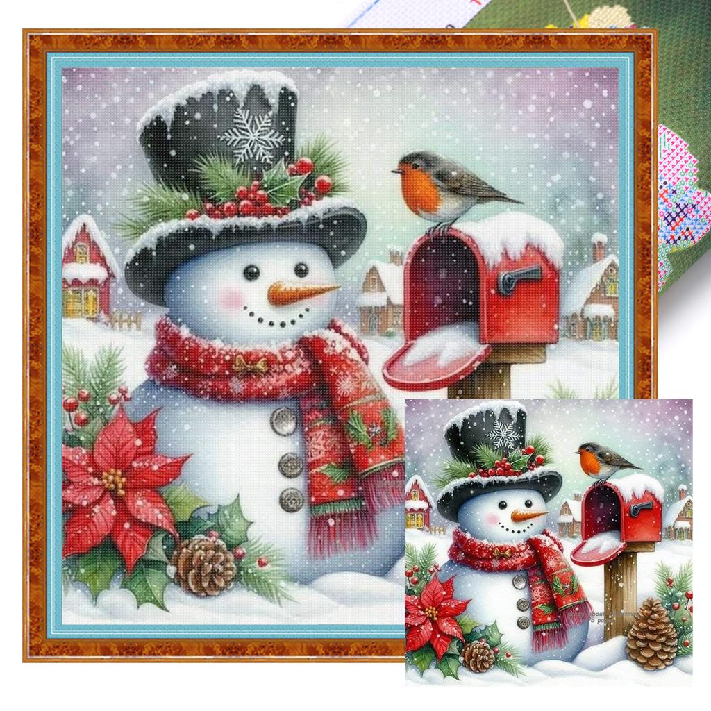 Christmas Full 11CT DIY Stamped Cross Stitch Kits 17.72x17.72in Needlework Embroidery Kit for Beginners Adults Home Decor