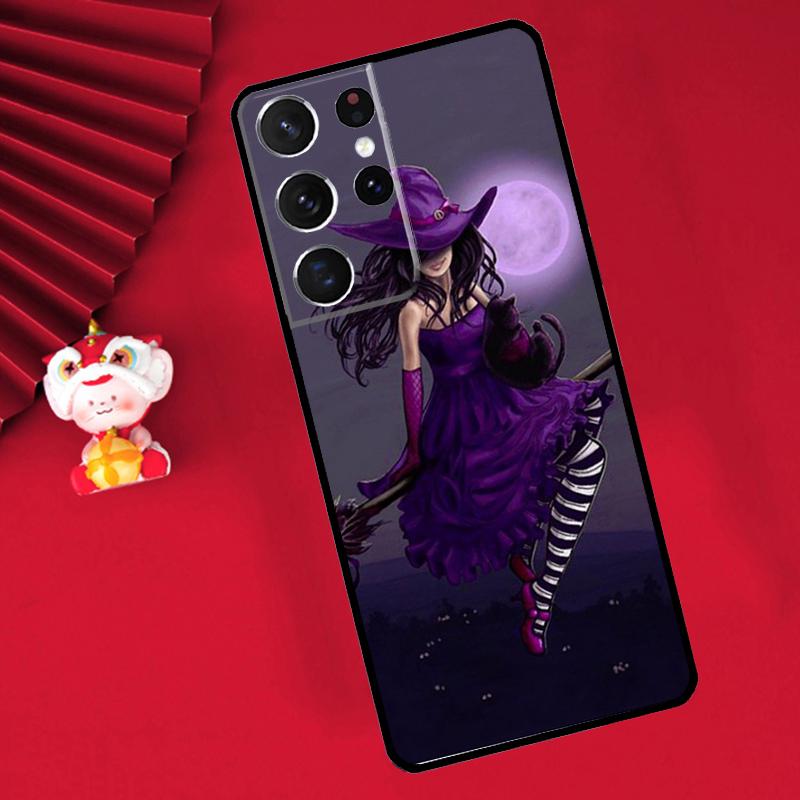 

Halloween Witch Cat Case For Samsung Galaxy S24 S26 Ultra S21 S22 S20 S23 S25 Ultra Plus S10 S25 FE Cover Funda Galaxy S23 Plus