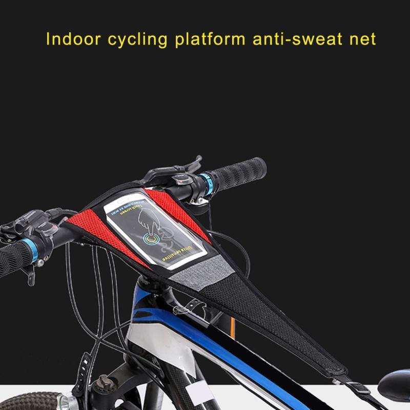 Sweat Net Sweat Absorbs Guard Net with Phone Pouch Protector Cover Bike Frame Sweat Guard for Cycling Training Road Bike