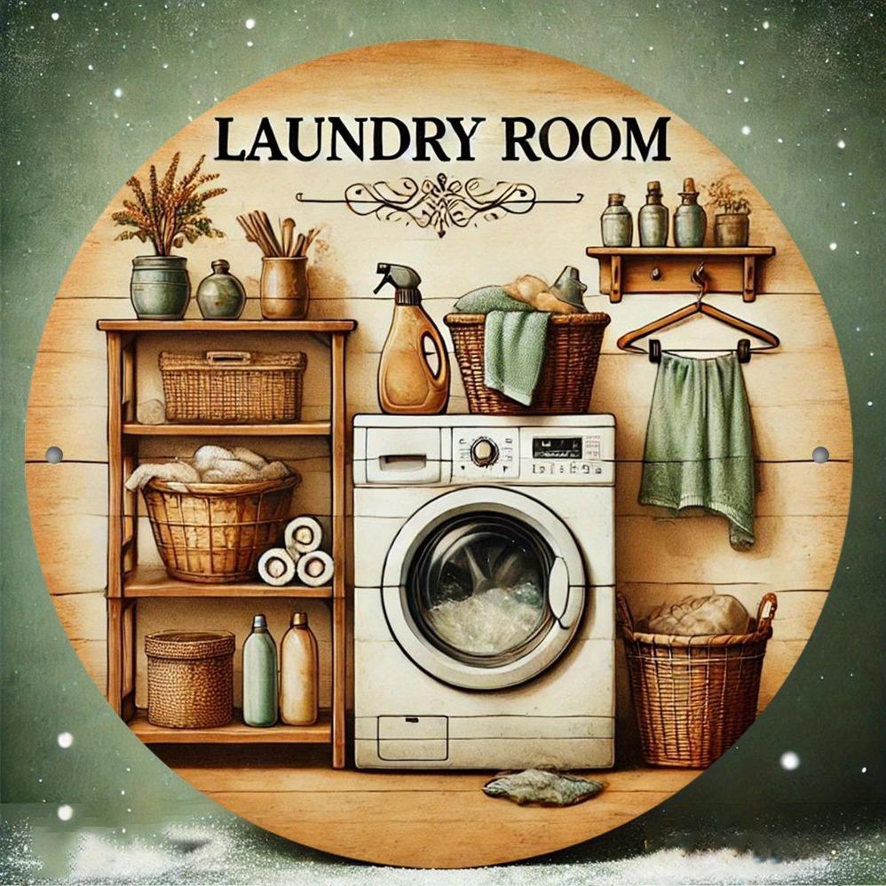 Piece D Flat Vintage Laundry Room Plaque CountryInspired Laundry Time Circular Artwork Perfect Housewarming Gift