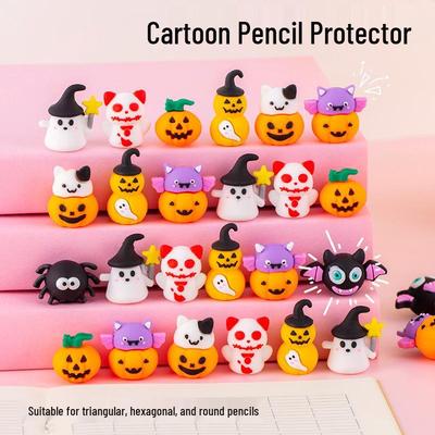 Toppers de Lápis Criativos 3D de Desenho Animado - Lindas Ponteiras de Silicone para Canetas para Decorações de Halloween e Natal
