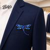Long-lasting Luster Brooch Electroplated Alloy Brooch, Dragonfly Pin with Sparkling Rhinestones Inlaid, Daily Wear Jewelry Long Tail Design Badge for