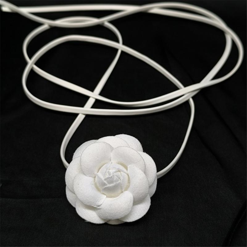 2Pieces Flower Neck Jewelry Set Fabric Necklace Women Neckwear Charm Necklace Date Jewelry Suitable for Daily Wear