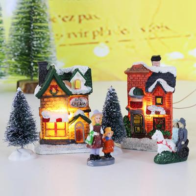 Xmas Village Houses Lightweight Christmas Trees Accessories Mini Christmas Town Ornament for Holiday Winter Tabletop Decor