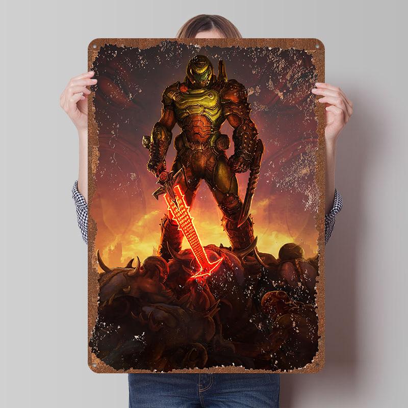 DoomS Tinplate Posters Custom Wall Art Vintage Metal Signs Retro Tin Plaque for Bedroom Decoration Gaming Home Decor Accessories