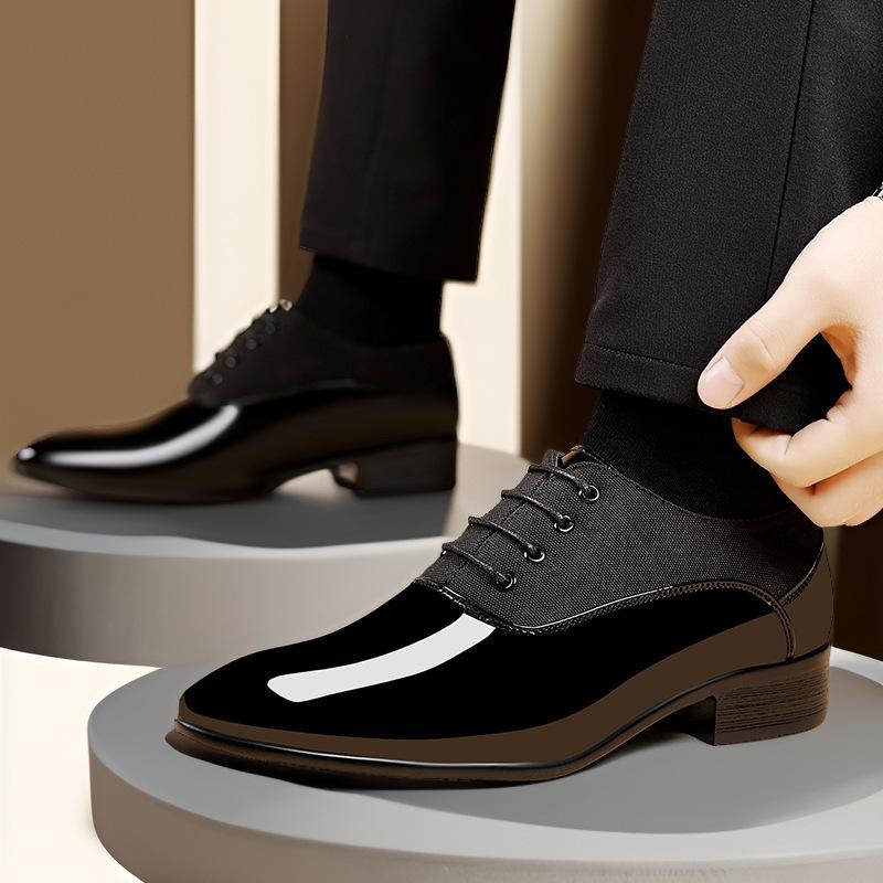 

Patent leather large size glossy leather shoes new low-top lace-up business dress British large size trendy shoes fashion casual leather shoes 38