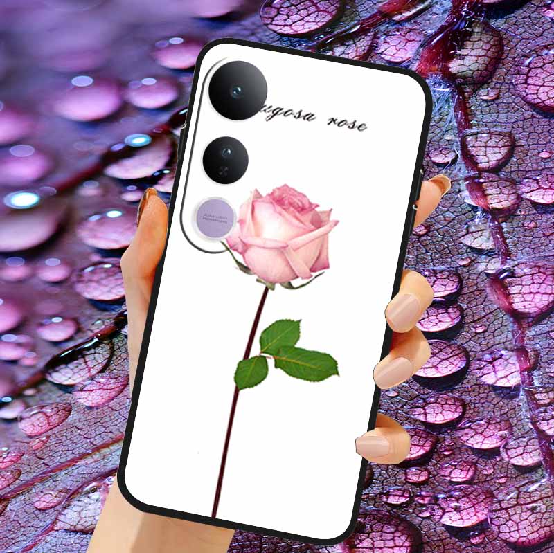 Case For Vivo V50 Lite Soft 3D Flower Relief Emboss Silicone Covers for Vivo V 50 Lite 4G 5G V50Lite Soft Capa Protective Casing