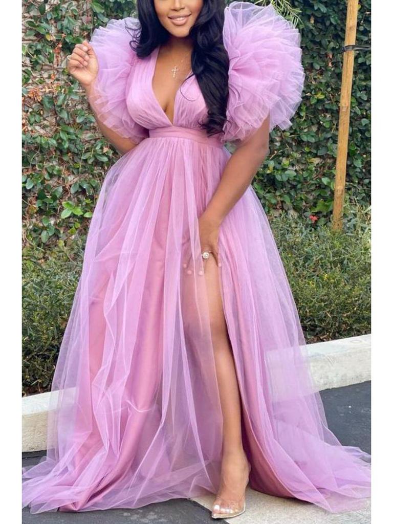 European & American Loose Swing Mesh Dress, Large Size, Spring & Summer 2021 Collection.