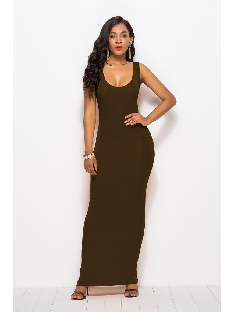 Solid Color Slim Fit Women's Long Vest Dress - Multi-size & Multi-color