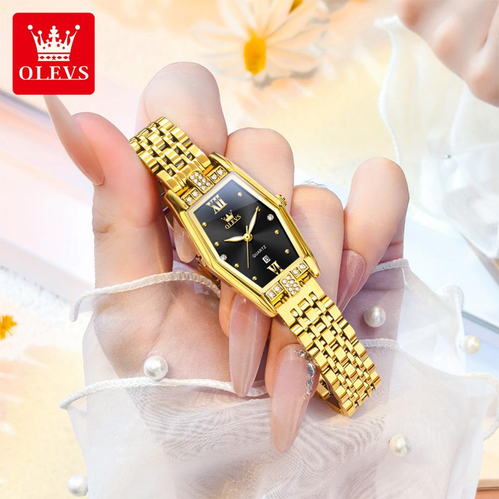 OLEVS Brand Quartz Women's Watch Waterproof Women's Calendar Function Wine Bucket Shaped Watch 3699