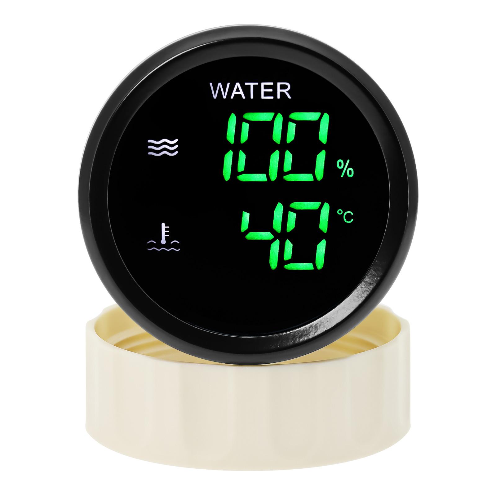 Marine Car Dual Digital Gauge 52mm Water Level Gauge Water Temp Gauge Temperature Sensor Liquid level sensor 0-190ohm(Optional) No Sensor