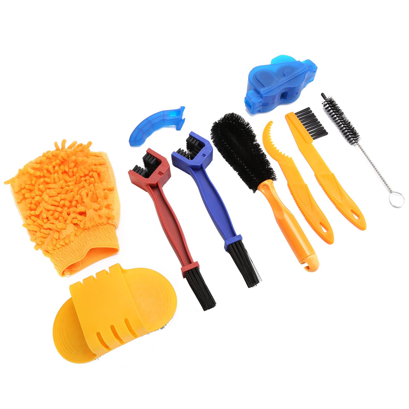 

9Pcs Bike Chain Cleaner Clean Machine Brushes Cycling Cleaning Kit Bicycle Brush Maintenance Tool