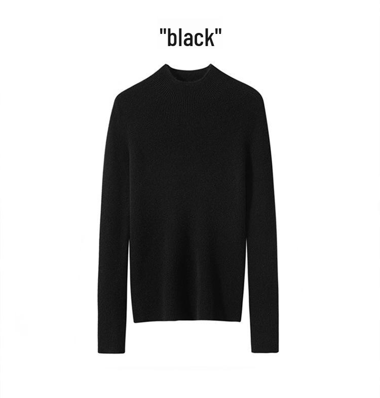 Women's Thick Warm 100% Pure Cashmere Short Slim Fit Half Turtleneck Sweater - Perfect Layering Piece
