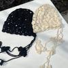 Tassel Hollowed Out Knitted Hat Floral Bohemian Style Beanies Cute Weave Cap  Apparel Accessories